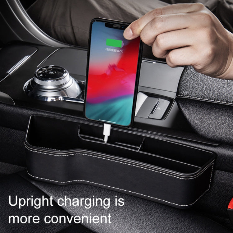 Car Multi-functional Console Box Cup Holder Seat Gap Side Storage Box, Leather Style, Brown Front Passenger Seat, Beige Front Passenger Seat, Black Front Passenger Seat, Black Main Driver Seat, Beige Main Driver Seat, Brown Main Driver Seat