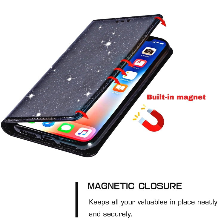 Ultrathin Glitter Magnetic Horizontal Flip Leather Case with Holder & Card Slots, For iPhone XR