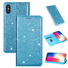 Load image into Gallery viewer, Ultrathin Glitter Magnetic Horizontal Flip Leather Case with Holder &amp; Card Slots, For iPhone XR