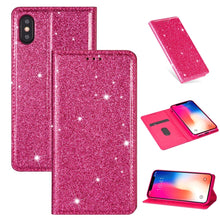Load image into Gallery viewer, Ultrathin Glitter Magnetic Horizontal Flip Leather Case with Holder &amp; Card Slots, For iPhone XR