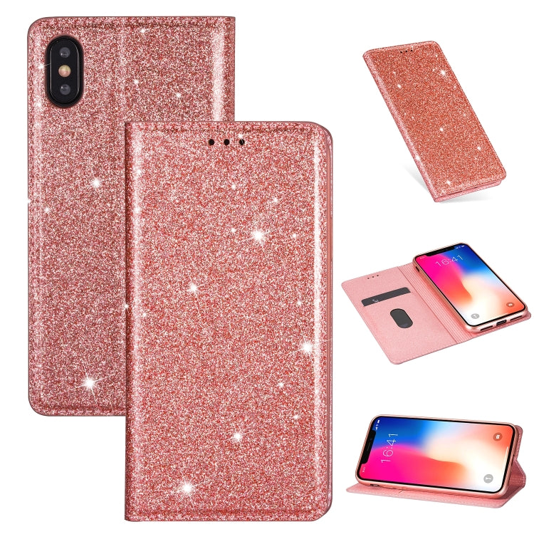 Ultrathin Glitter Magnetic Horizontal Flip Leather Case with Holder & Card Slots, For iPhone XR