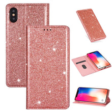 Load image into Gallery viewer, Ultrathin Glitter Magnetic Horizontal Flip Leather Case with Holder &amp; Card Slots, For iPhone XR
