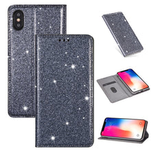 Load image into Gallery viewer, Ultrathin Glitter Magnetic Horizontal Flip Leather Case with Holder &amp; Card Slots, For iPhone XR