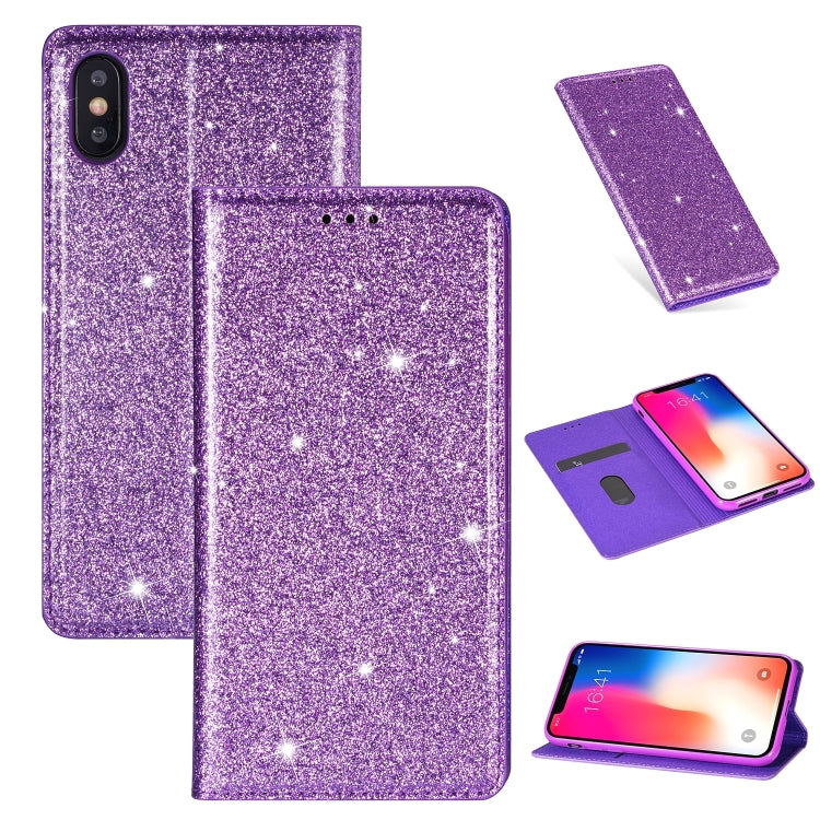 Ultrathin Glitter Magnetic Horizontal Flip Leather Case with Holder & Card Slots, For iPhone XR