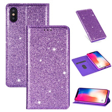 Load image into Gallery viewer, Ultrathin Glitter Magnetic Horizontal Flip Leather Case with Holder &amp; Card Slots, For iPhone XR