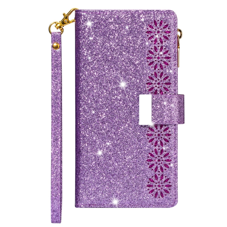 Multi-card Slots Starry Sky Laser Carving Glitter Zipper Horizontal Flip Leather Case with Holder & Wallet & Lanyard, For iPhone 11 Pro Max, For iPhone 11 Pro, For iPhone 11, For iPhone XS Max, For iPhone XR, For iPhone X / XS, For iPhone 8 Plus / 7 Pl...