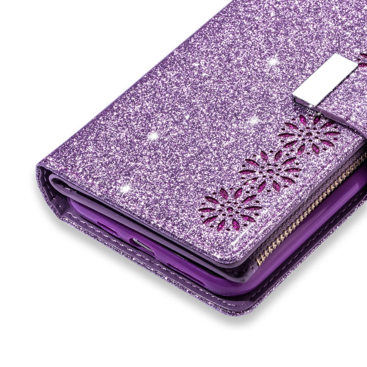Multi-card Slots Starry Sky Laser Carving Glitter Zipper Horizontal Flip Leather Case with Holder & Wallet & Lanyard, For iPhone 11 Pro Max, For iPhone 11 Pro, For iPhone 11, For iPhone XS Max, For iPhone XR, For iPhone X / XS, For iPhone 8 Plus / 7 Pl...