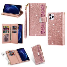 Load image into Gallery viewer, Multi-card Slots Starry Sky Laser Carving Glitter Zipper Horizontal Flip Leather Case with Holder &amp; Wallet &amp; Lanyard, For iPhone 11 Pro Max, For iPhone 11 Pro, For iPhone 11, For iPhone XS Max, For iPhone XR, For iPhone X / XS, For iPhone 8 Plus / 7 Pl...