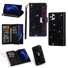 Load image into Gallery viewer, Multi-card Slots Starry Sky Laser Carving Glitter Zipper Horizontal Flip Leather Case with Holder &amp; Wallet &amp; Lanyard, For iPhone 11 Pro Max, For iPhone 11 Pro, For iPhone 11, For iPhone XS Max, For iPhone XR, For iPhone X / XS, For iPhone 8 Plus / 7 Pl...