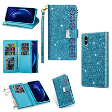 Load image into Gallery viewer, Multi-card Slots Starry Sky Laser Carving Glitter Zipper Horizontal Flip Leather Case with Holder &amp; Wallet &amp; Lanyard, For iPhone 11 Pro Max, For iPhone 11 Pro, For iPhone 11, For iPhone XS Max, For iPhone XR, For iPhone X / XS, For iPhone 8 Plus / 7 Pl...