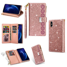 Load image into Gallery viewer, Multi-card Slots Starry Sky Laser Carving Glitter Zipper Horizontal Flip Leather Case with Holder &amp; Wallet &amp; Lanyard, For iPhone 11 Pro Max, For iPhone 11 Pro, For iPhone 11, For iPhone XS Max, For iPhone XR, For iPhone X / XS, For iPhone 8 Plus / 7 Pl...