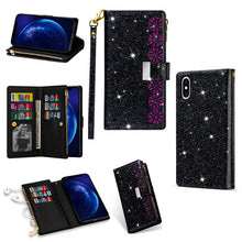 Load image into Gallery viewer, Multi-card Slots Starry Sky Laser Carving Glitter Zipper Horizontal Flip Leather Case with Holder &amp; Wallet &amp; Lanyard, For iPhone 11 Pro Max, For iPhone 11 Pro, For iPhone 11, For iPhone XS Max, For iPhone XR, For iPhone X / XS, For iPhone 8 Plus / 7 Pl...