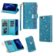 Load image into Gallery viewer, Multi-card Slots Starry Sky Laser Carving Glitter Zipper Horizontal Flip Leather Case with Holder &amp; Wallet &amp; Lanyard, For iPhone 11 Pro Max, For iPhone 11 Pro, For iPhone 11, For iPhone XS Max, For iPhone XR, For iPhone X / XS, For iPhone 8 Plus / 7 Pl...