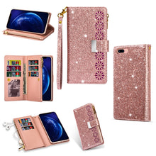 Load image into Gallery viewer, Multi-card Slots Starry Sky Laser Carving Glitter Zipper Horizontal Flip Leather Case with Holder &amp; Wallet &amp; Lanyard, For iPhone 11 Pro Max, For iPhone 11 Pro, For iPhone 11, For iPhone XS Max, For iPhone XR, For iPhone X / XS, For iPhone 8 Plus / 7 Pl...