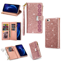 Load image into Gallery viewer, Multi-card Slots Starry Sky Laser Carving Glitter Zipper Horizontal Flip Leather Case with Holder &amp; Wallet &amp; Lanyard, For iPhone 11 Pro Max, For iPhone 11 Pro, For iPhone 11, For iPhone XS Max, For iPhone XR, For iPhone X / XS, For iPhone 8 Plus / 7 Pl...