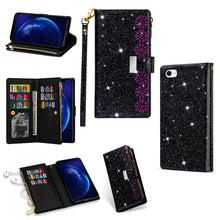 Load image into Gallery viewer, Multi-card Slots Starry Sky Laser Carving Glitter Zipper Horizontal Flip Leather Case with Holder &amp; Wallet &amp; Lanyard, For iPhone 11 Pro Max, For iPhone 11 Pro, For iPhone 11, For iPhone XS Max, For iPhone XR, For iPhone X / XS, For iPhone 8 Plus / 7 Pl...