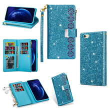 Load image into Gallery viewer, Multi-card Slots Starry Sky Laser Carving Glitter Zipper Horizontal Flip Leather Case with Holder &amp; Wallet &amp; Lanyard, For iPhone 11 Pro Max, For iPhone 11 Pro, For iPhone 11, For iPhone XS Max, For iPhone XR, For iPhone X / XS, For iPhone 8 Plus / 7 Pl...