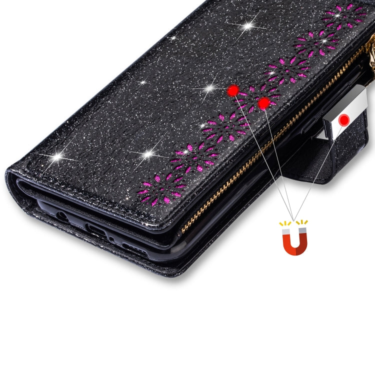 Multi-card Slots Starry Sky Laser Carving Glitter Zipper Horizontal Flip Leather Case with Holder & Wallet & Lanyard, For Xiaomi Redmi Note 8, For Xiaomi Redmi Note 8 Pro, For Xiaomi Redmi 8A / 8A Dual / 8, For Xiaomi Redmi K30, For Xiaomi Redmi K30 Pr...