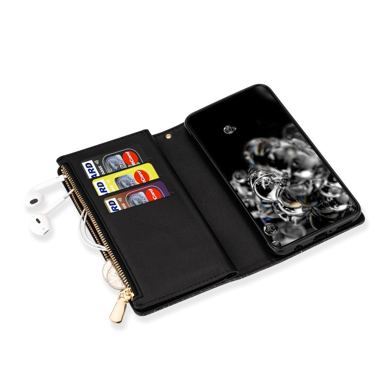 Multi-card Slots Starry Sky Laser Carving Glitter Zipper Horizontal Flip Leather Case with Holder & Wallet & Lanyard, For Xiaomi Redmi Note 8, For Xiaomi Redmi Note 8 Pro, For Xiaomi Redmi 8A / 8A Dual / 8, For Xiaomi Redmi K30, For Xiaomi Redmi K30 Pr...