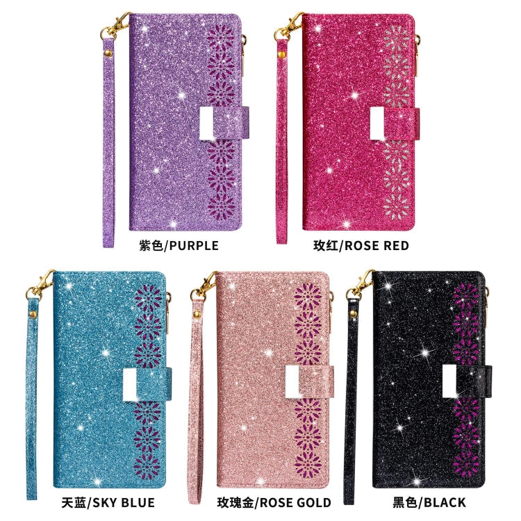 Multi-card Slots Starry Sky Laser Carving Glitter Zipper Horizontal Flip Leather Case with Holder & Wallet & Lanyard, For Xiaomi Redmi Note 8, For Xiaomi Redmi Note 8 Pro, For Xiaomi Redmi 8A / 8A Dual / 8, For Xiaomi Redmi K30, For Xiaomi Redmi K30 Pr...