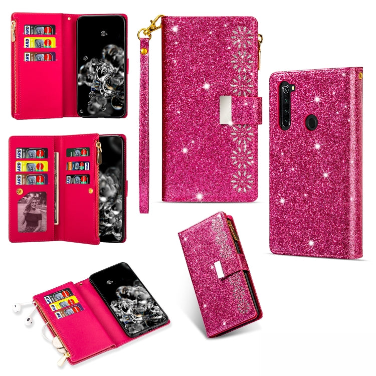 Multi-card Slots Starry Sky Laser Carving Glitter Zipper Horizontal Flip Leather Case with Holder & Wallet & Lanyard, For Xiaomi Redmi Note 8, For Xiaomi Redmi Note 8 Pro, For Xiaomi Redmi 8A / 8A Dual / 8, For Xiaomi Redmi K30, For Xiaomi Redmi K30 Pr...