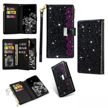 Load image into Gallery viewer, Multi-card Slots Starry Sky Laser Carving Glitter Zipper Horizontal Flip Leather Case with Holder &amp; Wallet &amp; Lanyard, For Xiaomi Redmi Note 8, For Xiaomi Redmi Note 8 Pro, For Xiaomi Redmi 8A / 8A Dual / 8, For Xiaomi Redmi K30, For Xiaomi Redmi K30 Pr...