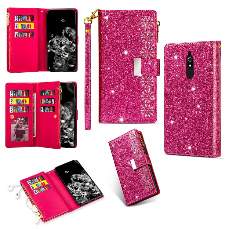 Multi-card Slots Starry Sky Laser Carving Glitter Zipper Horizontal Flip Leather Case with Holder & Wallet & Lanyard, For Xiaomi Redmi Note 8, For Xiaomi Redmi Note 8 Pro, For Xiaomi Redmi 8A / 8A Dual / 8, For Xiaomi Redmi K30, For Xiaomi Redmi K30 Pr...