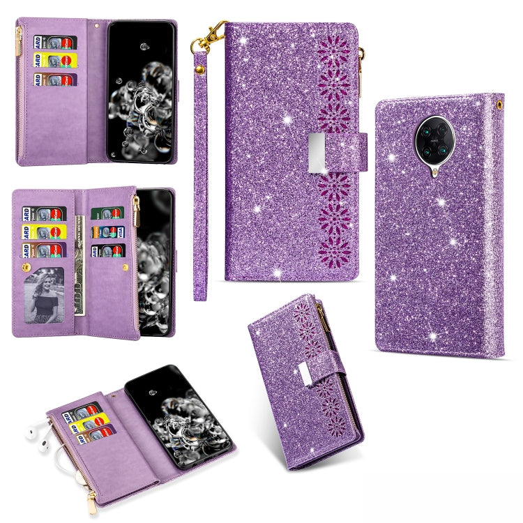 Multi-card Slots Starry Sky Laser Carving Glitter Zipper Horizontal Flip Leather Case with Holder & Wallet & Lanyard, For Xiaomi Redmi Note 8, For Xiaomi Redmi Note 8 Pro, For Xiaomi Redmi 8A / 8A Dual / 8, For Xiaomi Redmi K30, For Xiaomi Redmi K30 Pr...