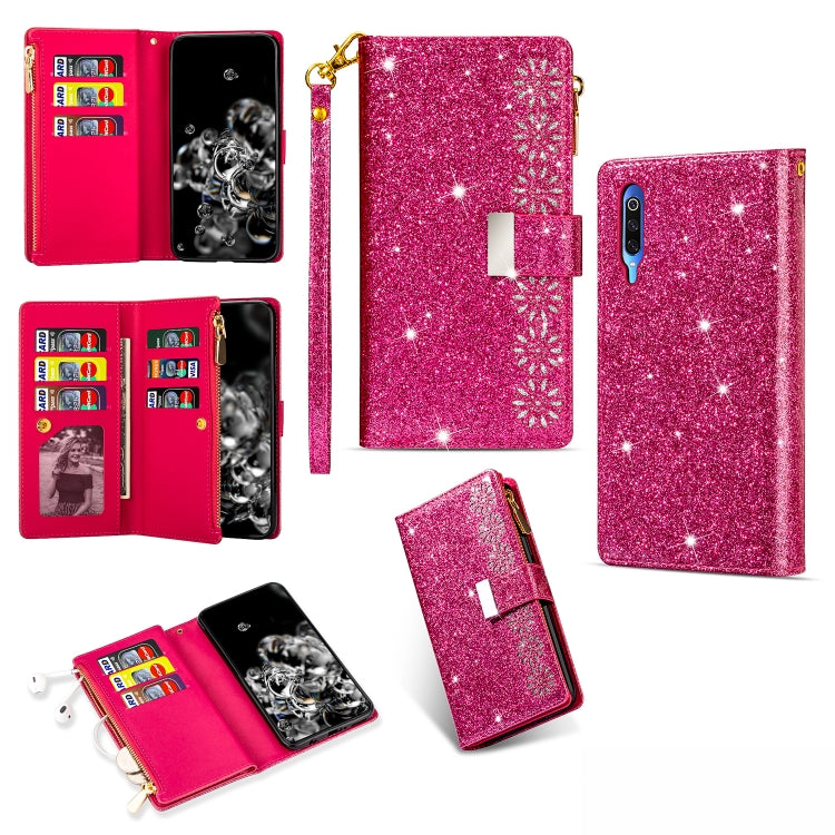 Multi-card Slots Starry Sky Laser Carving Glitter Zipper Horizontal Flip Leather Case with Holder & Wallet & Lanyard, For Xiaomi Redmi Note 8, For Xiaomi Redmi Note 8 Pro, For Xiaomi Redmi 8A / 8A Dual / 8, For Xiaomi Redmi K30, For Xiaomi Redmi K30 Pr...