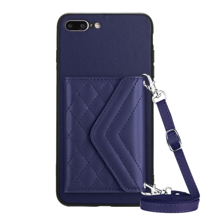 Rhombic Texture Card Bag RFID Phone Case with Long Lanyard, For iPhone 12 mini, For iPhone 11 Pro Max, For iPhone 11, For iPhone 11 Pro, For iPhone XS / X, For iPhone XR, For iPhone XS Max, For iPhone 8 Plus / 7 Plus