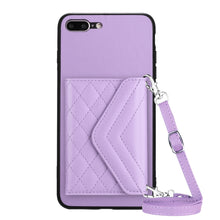 Load image into Gallery viewer, Rhombic Texture Card Bag RFID Phone Case with Long Lanyard, For iPhone 12 mini, For iPhone 11 Pro Max, For iPhone 11, For iPhone 11 Pro, For iPhone XS / X, For iPhone XR, For iPhone XS Max, For iPhone 8 Plus / 7 Plus