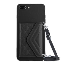 Load image into Gallery viewer, Rhombic Texture Card Bag RFID Phone Case with Long Lanyard, For iPhone 12 mini, For iPhone 11 Pro Max, For iPhone 11, For iPhone 11 Pro, For iPhone XS / X, For iPhone XR, For iPhone XS Max, For iPhone 8 Plus / 7 Plus
