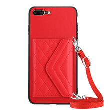 Load image into Gallery viewer, Rhombic Texture Card Bag RFID Phone Case with Long Lanyard, For iPhone 12 mini, For iPhone 11 Pro Max, For iPhone 11, For iPhone 11 Pro, For iPhone XS / X, For iPhone XR, For iPhone XS Max, For iPhone 8 Plus / 7 Plus