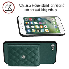 Load image into Gallery viewer, Rhombic Texture Card Bag RFID Phone Case with Long Lanyard, For iPhone SE 2022 / SE 2020, For iPhone 13 Pro Max, For iPhone 13 Pro, For iPhone 13, For iPhone 13 mini, For iPhone 12, For iPhone 12 Pro Max, For iPhone 12 Pro