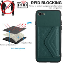 Load image into Gallery viewer, Rhombic Texture Card Bag RFID Phone Case with Long Lanyard, For iPhone SE 2022 / SE 2020, For iPhone 13 Pro Max, For iPhone 13 Pro, For iPhone 13, For iPhone 13 mini, For iPhone 12, For iPhone 12 Pro Max, For iPhone 12 Pro