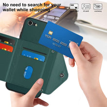 Load image into Gallery viewer, Rhombic Texture Card Bag RFID Phone Case with Long Lanyard, For iPhone SE 2022 / SE 2020, For iPhone 13 Pro Max, For iPhone 13 Pro, For iPhone 13, For iPhone 13 mini, For iPhone 12, For iPhone 12 Pro Max, For iPhone 12 Pro
