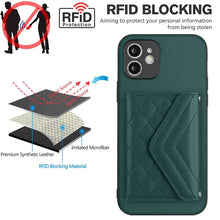 Load image into Gallery viewer, Rhombic Texture Card Bag RFID Phone Case with Long Lanyard, For iPhone 12 mini, For iPhone 11 Pro Max, For iPhone 11, For iPhone 11 Pro, For iPhone XS / X, For iPhone XR, For iPhone XS Max, For iPhone 8 Plus / 7 Plus