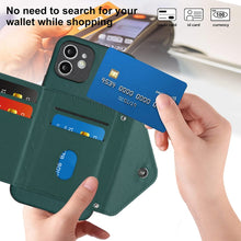 Load image into Gallery viewer, Rhombic Texture Card Bag RFID Phone Case with Long Lanyard, For iPhone 12 mini, For iPhone 11 Pro Max, For iPhone 11, For iPhone 11 Pro, For iPhone XS / X, For iPhone XR, For iPhone XS Max, For iPhone 8 Plus / 7 Plus