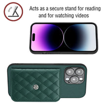 Load image into Gallery viewer, Rhombic Texture Card Bag RFID Phone Case with Long Lanyard, For iPhone 15 Pro Max, For iPhone 15 Pro, For iPhone 15 Plus, For iPhone 15, For iPhone 14 Plus, For iPhone 14, For iPhone 14 Pro, For iPhone 14 Pro Max