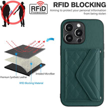 Load image into Gallery viewer, Rhombic Texture Card Bag RFID Phone Case with Long Lanyard, For iPhone 15 Pro Max, For iPhone 15 Pro, For iPhone 15 Plus, For iPhone 15, For iPhone 14 Plus, For iPhone 14, For iPhone 14 Pro, For iPhone 14 Pro Max