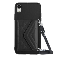Load image into Gallery viewer, Rhombic Texture Card Bag RFID Phone Case with Long Lanyard, For iPhone 12 mini, For iPhone 11 Pro Max, For iPhone 11, For iPhone 11 Pro, For iPhone XS / X, For iPhone XR, For iPhone XS Max, For iPhone 8 Plus / 7 Plus