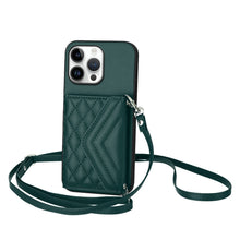 Load image into Gallery viewer, Rhombic Texture Card Bag RFID Phone Case with Long Lanyard, For iPhone 17 Pro Max, For iPhone 17 Pro, For iPhone 17, For iPhone Air, For iPhone 16 Pro Max, For iPhone 16 Pro, For iPhone 16 Plus, For iPhone 16
