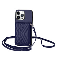 Load image into Gallery viewer, Rhombic Texture Card Bag RFID Phone Case with Long Lanyard, For iPhone 17 Pro Max, For iPhone 17 Pro, For iPhone 17, For iPhone Air, For iPhone 16 Pro Max, For iPhone 16 Pro, For iPhone 16 Plus, For iPhone 16