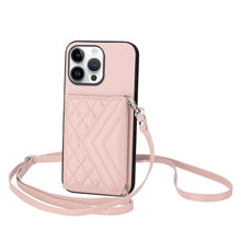 Load image into Gallery viewer, Rhombic Texture Card Bag RFID Phone Case with Long Lanyard, For iPhone 17 Pro Max, For iPhone 17 Pro, For iPhone 17, For iPhone Air, For iPhone 16 Pro Max, For iPhone 16 Pro, For iPhone 16 Plus, For iPhone 16
