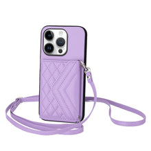 Load image into Gallery viewer, Rhombic Texture Card Bag RFID Phone Case with Long Lanyard, For iPhone 17 Pro Max, For iPhone 17 Pro, For iPhone 17, For iPhone Air, For iPhone 16 Pro Max, For iPhone 16 Pro, For iPhone 16 Plus, For iPhone 16
