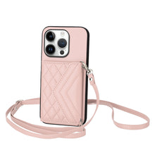 Load image into Gallery viewer, Rhombic Texture Card Bag RFID Phone Case with Long Lanyard, For iPhone 17 Pro Max, For iPhone 17 Pro, For iPhone 17, For iPhone Air, For iPhone 16 Pro Max, For iPhone 16 Pro, For iPhone 16 Plus, For iPhone 16