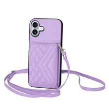 Load image into Gallery viewer, Rhombic Texture Card Bag RFID Phone Case with Long Lanyard, For iPhone 17 Pro Max, For iPhone 17 Pro, For iPhone 17, For iPhone Air, For iPhone 16 Pro Max, For iPhone 16 Pro, For iPhone 16 Plus, For iPhone 16