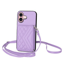 Load image into Gallery viewer, Rhombic Texture Card Bag RFID Phone Case with Long Lanyard, For iPhone 17 Pro Max, For iPhone 17 Pro, For iPhone 17, For iPhone Air, For iPhone 16 Pro Max, For iPhone 16 Pro, For iPhone 16 Plus, For iPhone 16