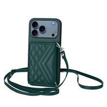 Load image into Gallery viewer, Rhombic Texture Card Bag RFID Phone Case with Long Lanyard, For iPhone 17 Pro Max, For iPhone 17 Pro, For iPhone 17, For iPhone Air, For iPhone 16 Pro Max, For iPhone 16 Pro, For iPhone 16 Plus, For iPhone 16