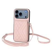 Load image into Gallery viewer, Rhombic Texture Card Bag RFID Phone Case with Long Lanyard, For iPhone 17 Pro Max, For iPhone 17 Pro, For iPhone 17, For iPhone Air, For iPhone 16 Pro Max, For iPhone 16 Pro, For iPhone 16 Plus, For iPhone 16